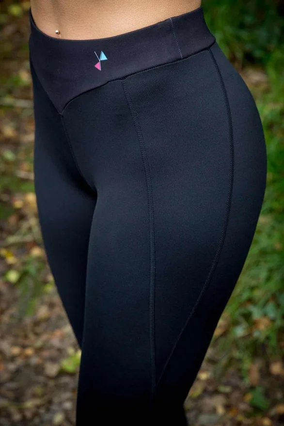 Close up of Black leggings - yoga pants - womens exercise clothes