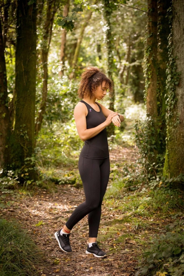 Black Capris Leggings - fitness clothing for women - yoga pants & top side view