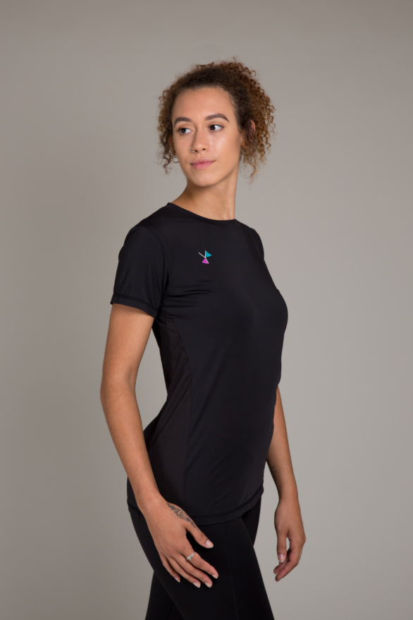 Black t-shirt for women - sports clothes for women - yoga exercise gear